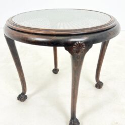 Chippendale stiliaus staliukas su ratano ir stiklo stalviršiumi 76x76x65 cm