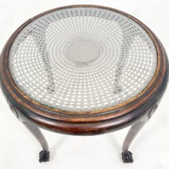 Chippendale stiliaus staliukas su ratano ir stiklo stalviršiumi 76x76x65 cm