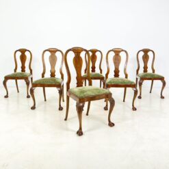 Chippendale stiliaus riešutmedžio kėdės su veliūru 6 vnt. kompl. 54x53x99 cm, 47 cm