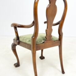 Chippendale stiliaus riešutmedžio krėslai su veliūru 2 vnt. kompl. 59x61x100 cm, 48 cm