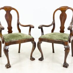 Chippendale stiliaus riešutmedžio krėslai su veliūru 2 vnt. kompl. 59x61x100 cm, 48 cm