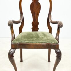 Chippendale stiliaus riešutmedžio krėslai su veliūru 2 vnt. kompl. 59x61x100 cm, 48 cm