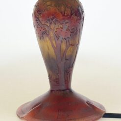 Stalinis stiklinis šviestuvas šviesiu tekstilės gaubtu 41x41x33 cm