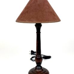 Medinis “Bellino” stalinis šviestuvas tekstilės gaubtu 24x24x41 cm