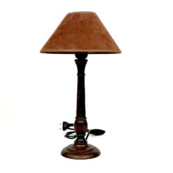 Medinis “Bellino” stalinis šviestuvas tekstilės gaubtu 24x24x41 cm