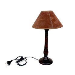 Medinis “Bellino” stalinis šviestuvas tekstilės gaubtu 24x24x41 cm