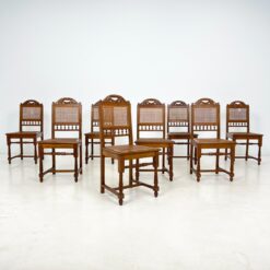 Ąžuolinės drožinėtos kėdės su ratanu 8 vnt. kompl. 47x47,5x97,5 cm, 47 cm