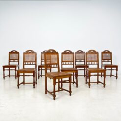 Ąžuolinės drožinėtos kėdės su ratanu 8 vnt. kompl. 47×47,5×97,5 cm, 47 cm