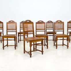 Ąžuolinės drožinėtos kėdės su ratanu 8 vnt. kompl. 47×47,5×97,5 cm, 47 cm