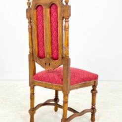 Gotikinio stiliaus drožinėtos riešutmedžio kėdės su gobelenu 3 vnt. kompl. 48x49x116 cm, 48 cm