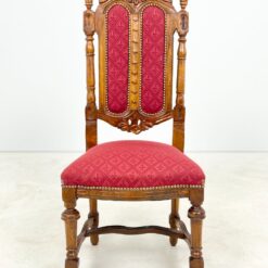 Gotikinio stiliaus drožinėtos riešutmedžio kėdės su gobelenu 3 vnt. kompl. 48x49x116 cm, 48 cm