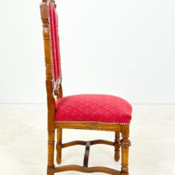 Gotikinio stiliaus drožinėtos riešutmedžio kėdės su gobelenu 3 vnt. kompl. 48x49x116 cm, 48 cm