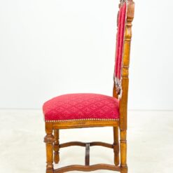 Gotikinio stiliaus drožinėtos riešutmedžio kėdės su gobelenu 3 vnt. kompl. 48x49x116 cm, 48 cm