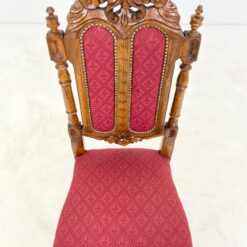 Gotikinio stiliaus drožinėtos riešutmedžio kėdės su gobelenu 3 vnt. kompl. 48x49x116 cm, 48 cm