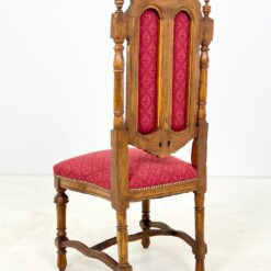 Gotikinio stiliaus drožinėtos riešutmedžio kėdės su gobelenu 3 vnt. kompl. 48x49x116 cm, 48 cm