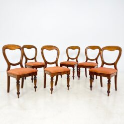 Angliško stiliaus raudonmedžio kėdės su gobelenu 6 vnt. komplektas 49x45x88 cm, 45 cm