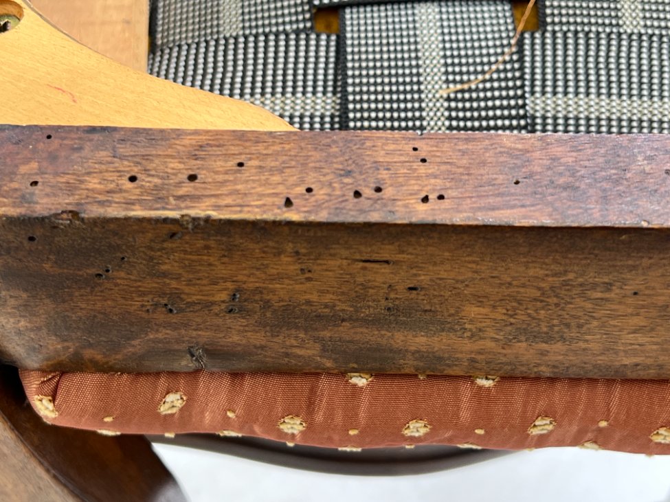 DR0245-kedes-16 Angliško stiliaus raudonmedžio kėdės su gobelenu 6 vnt. komplektas 49x45x88 cm, 45 cm