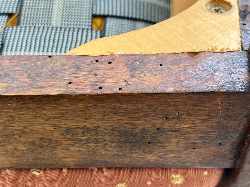 DR0245-kedes-17 Angliško stiliaus raudonmedžio kėdės su gobelenu 6 vnt. komplektas 49x45x88 cm, 45 cm