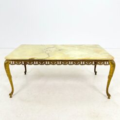 Žalvarinis staliukas su onikso stalviršiumi 51x99x42,5 cm