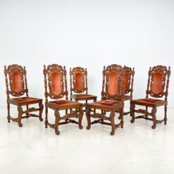 Senovinės drožinėtos ąžuolinės kėdės restauracijai 6 vnt. kompl. 54x51x107,5 cm, 45 cm