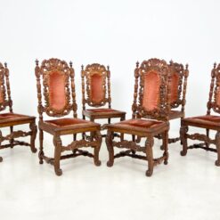 Senovinės drožinėtos ąžuolinės kėdės restauracijai 6 vnt. kompl. 54x51x107,5 cm, 45 cm