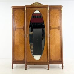 Riešutmedžio ir raudonmedžio lukšto rūbų spinta su veidrodžiu 65x175x220 cm