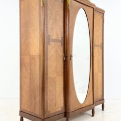 Riešutmedžio ir raudonmedžio lukšto rūbų spinta su veidrodžiu 65x175x220 cm