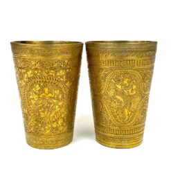 Žalvarinės indiškų motyvų stiklinės po 500 ml 2 vnt. komplektas 9x9x13 cm