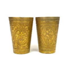Žalvarinės indiškų motyvų stiklinės po 500 ml 2 vnt. komplektas 9x9x13 cm