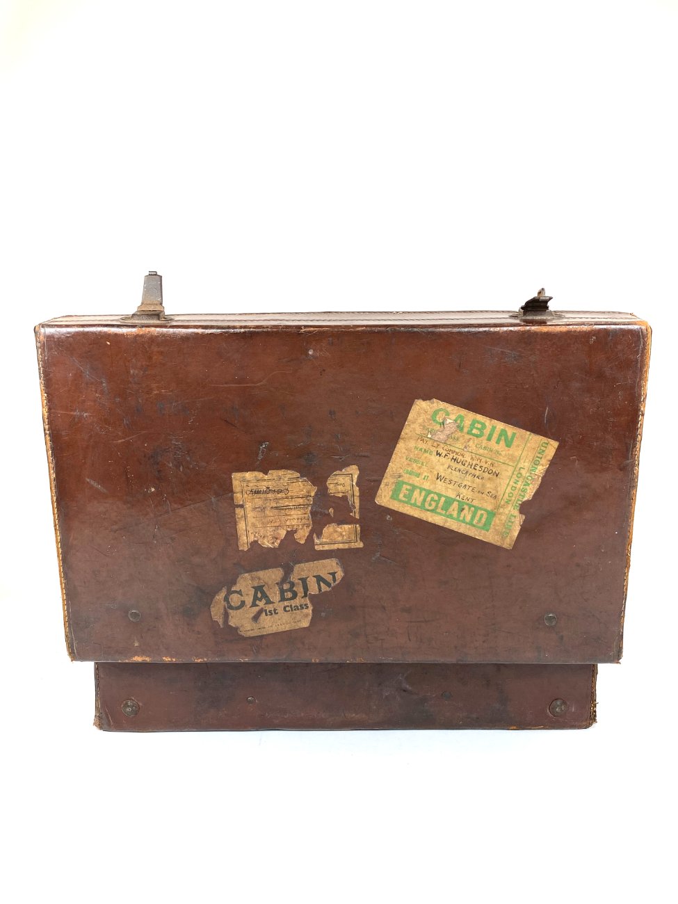 DR0311-lagaminai-11 Senovinis odinis lagaminas restauracijai 34,5x56x17 cm