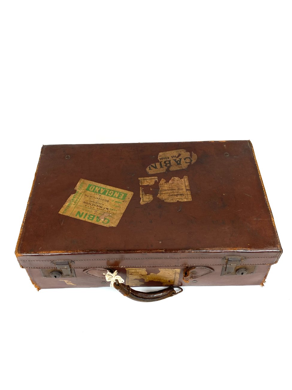 DR0311-lagaminai-3 Senovinis odinis lagaminas restauracijai 34,5x56x17 cm