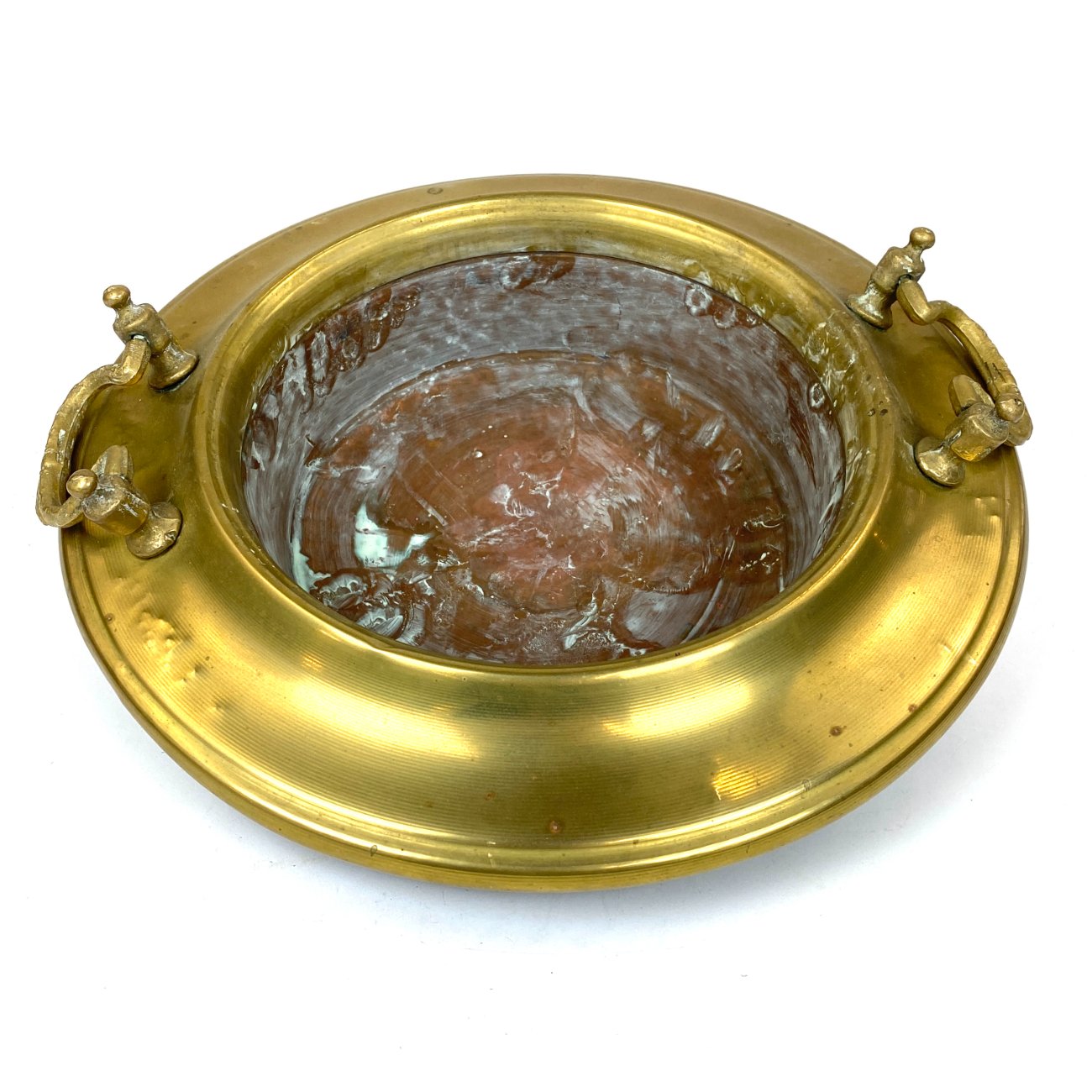 DR0312-metaliniai-indai-0 Žalvario ir vario indas su dviejomis rankenomis 41x42x12 cm