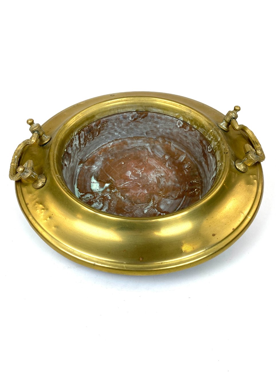 DR0312-metaliniai-indai-1 Žalvario ir vario indas su dviejomis rankenomis 41x42x12 cm