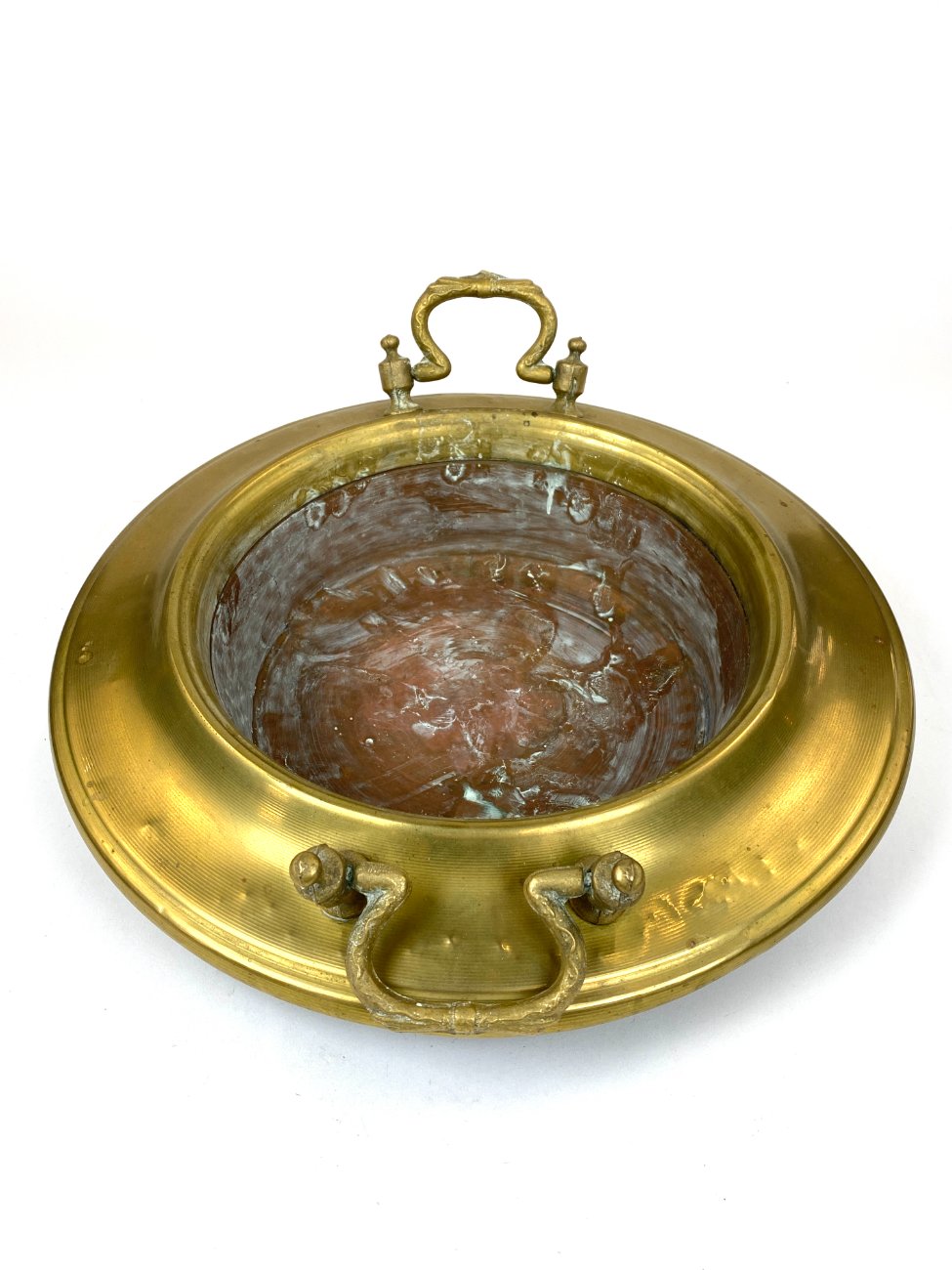 DR0312-metaliniai-indai-3 Žalvario ir vario indas su dviejomis rankenomis 41x42x12 cm