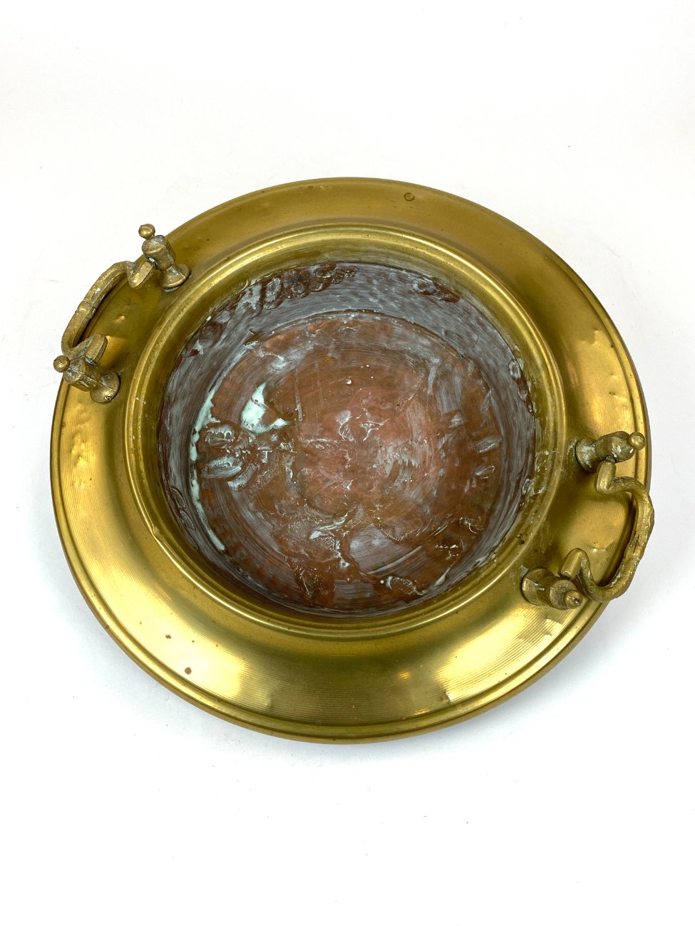 DR0312-metaliniai-indai-5 Žalvario ir vario indas su dviejomis rankenomis 41x42x12 cm