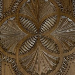 Medinis drožinėtas padėklas su stiklu 32x51x5,5 cm