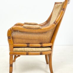 Riešutmedžio fotelis su ratanu ir gobelenu 72x67x87 cm, 45 cm