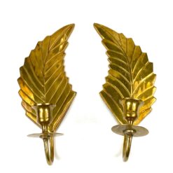 Žalvarinės sieninės žvakidės su augalų lapų figūromis 2 vnt. kompl. 9,5x10x25 cm