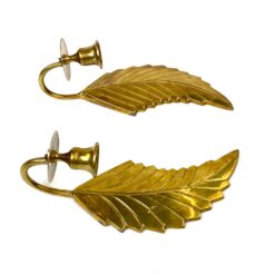 Žalvarinės sieninės žvakidės su augalų lapų figūromis 2 vnt. kompl. 9,5x10x25 cm