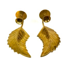 Žalvarinės sieninės žvakidės su augalų lapų figūromis 2 vnt. kompl. 9,5x10x25 cm