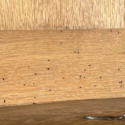 Senovinis ąžuolinis drožinėtas bufetas su stiklinėmis durimis 46x110x249 cm