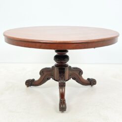 Senovinis apvalus raudonmedžio valgomojo stalas su ratukais 125x125x76 cm