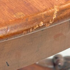 Senovinis apvalus raudonmedžio valgomojo stalas su ratukais 125x125x76 cm