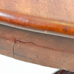 Senovinis apvalus raudonmedžio valgomojo stalas su ratukais 125x125x76 cm