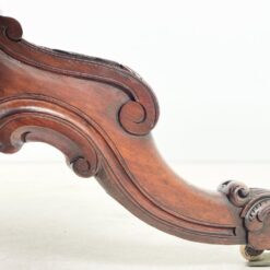 Senovinis apvalus raudonmedžio valgomojo stalas su ratukais 125x125x76 cm