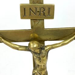 Pastatomas žalvarinis kryžius ant ąžuolinio postamento 8x16x28 cm