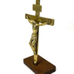 Pastatomas žalvarinis kryžius ant ąžuolinio postamento 8x16x28 cm