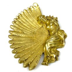 Art Nouveau stiliaus vėduoklės formos žalvarinė lėkštelė 12,5x16x2 cm