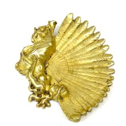 Art Nouveau stiliaus vėduoklės formos žalvarinė lėkštelė 12,5x16x2 cm