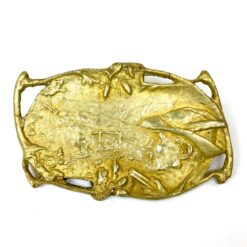 Žalvainė bareljefinė lėkštelė su medžioklės scena 12x19x2 cm